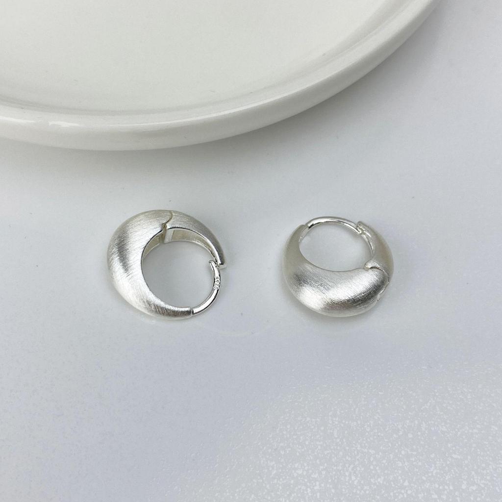 Silver Brushed Thick Hoop Earrings for Women - Versatile, Cool Style for Parties
