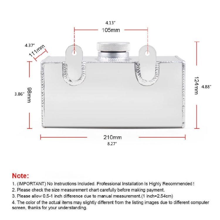 Universal 2L Alloy Coolant Overflow for Tank Intercooler Spray Water Bottle Wash
