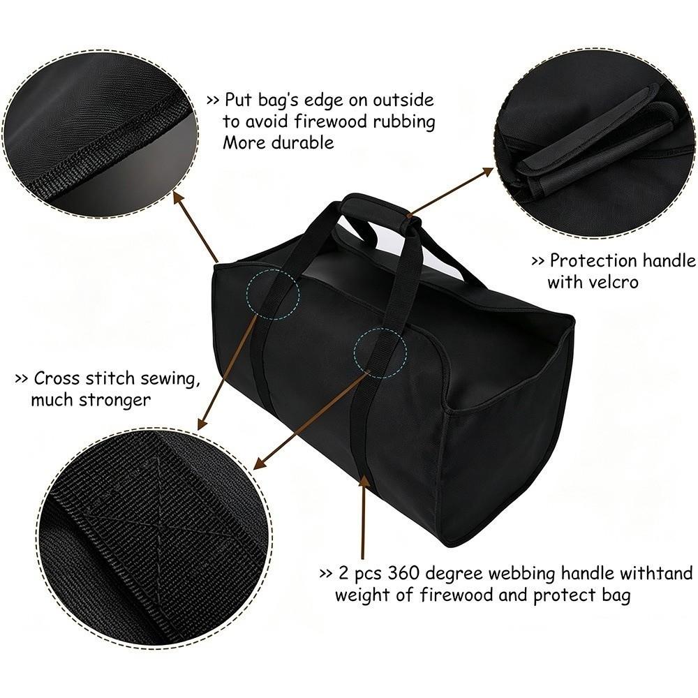 Oxford Cloth Log Carrier Large Capacity Wood Carry Bag Fireplace Wood Holder  Outdoor Camping