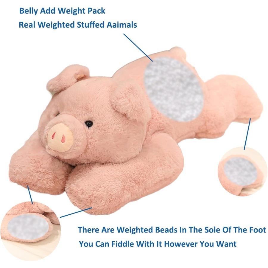 Weighted Stuffed Animal 3.3 Lbs Plush Pig Toy Designed for 19.6 Inch Gentle Throw Pillow Present In Pink Calming Sensory Stress Relief