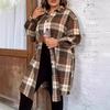 Autumn Long-sleeved Lapel Plaid Shirt Mid-length Tops Women's Shirt Plus Size Women's Shirts