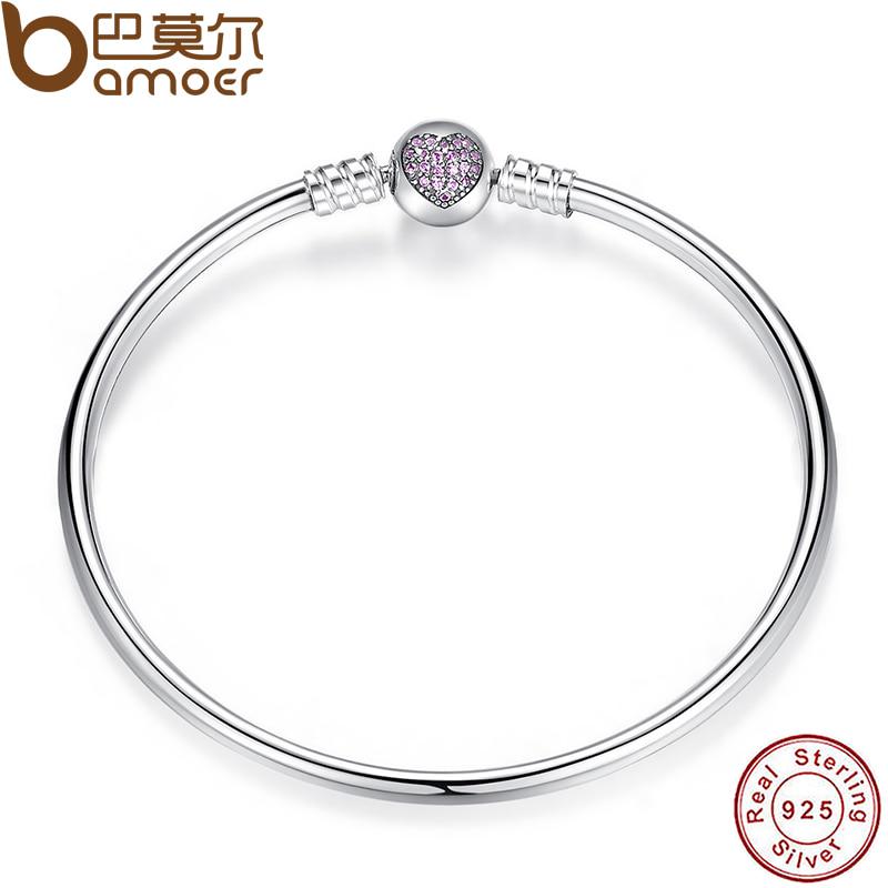 Bamoer Autentický 100% stříbrný hadí řetízkový náramek a náramek Pave Star Cubic Zirconia