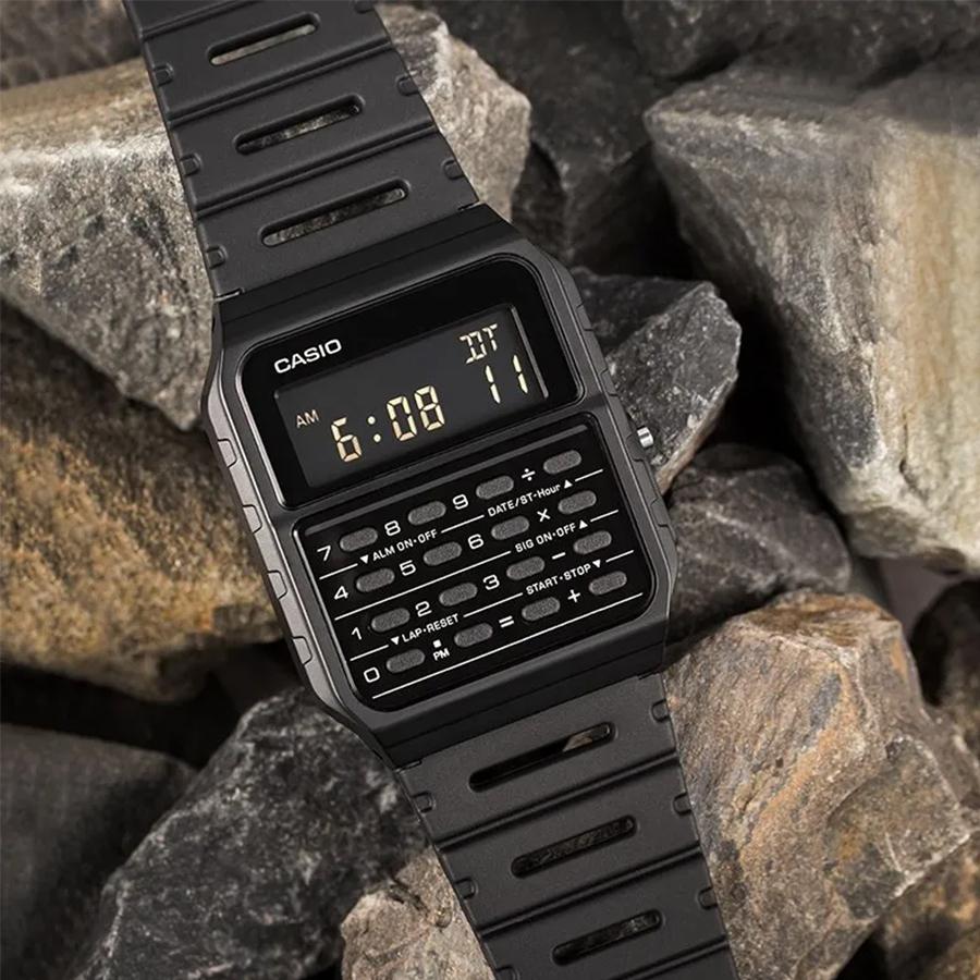 Casio Černý silikonový řemínek Digitální displej Tlačítka Pánské křemenné hodinky CA-53WF-1B