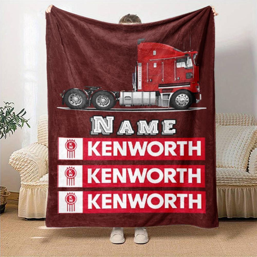 Kenworth Truck Design With Bold Red And White Elements Customize Your Name Cartoon Movie Pattern Blanket Chair Office Sofa Bed Camping Soft And Warm