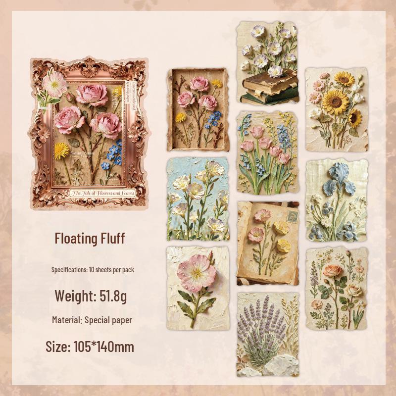 Mu Ran Floral Embossed Plant Journal: Paper Flower Story & Leaf Series - 4 Types