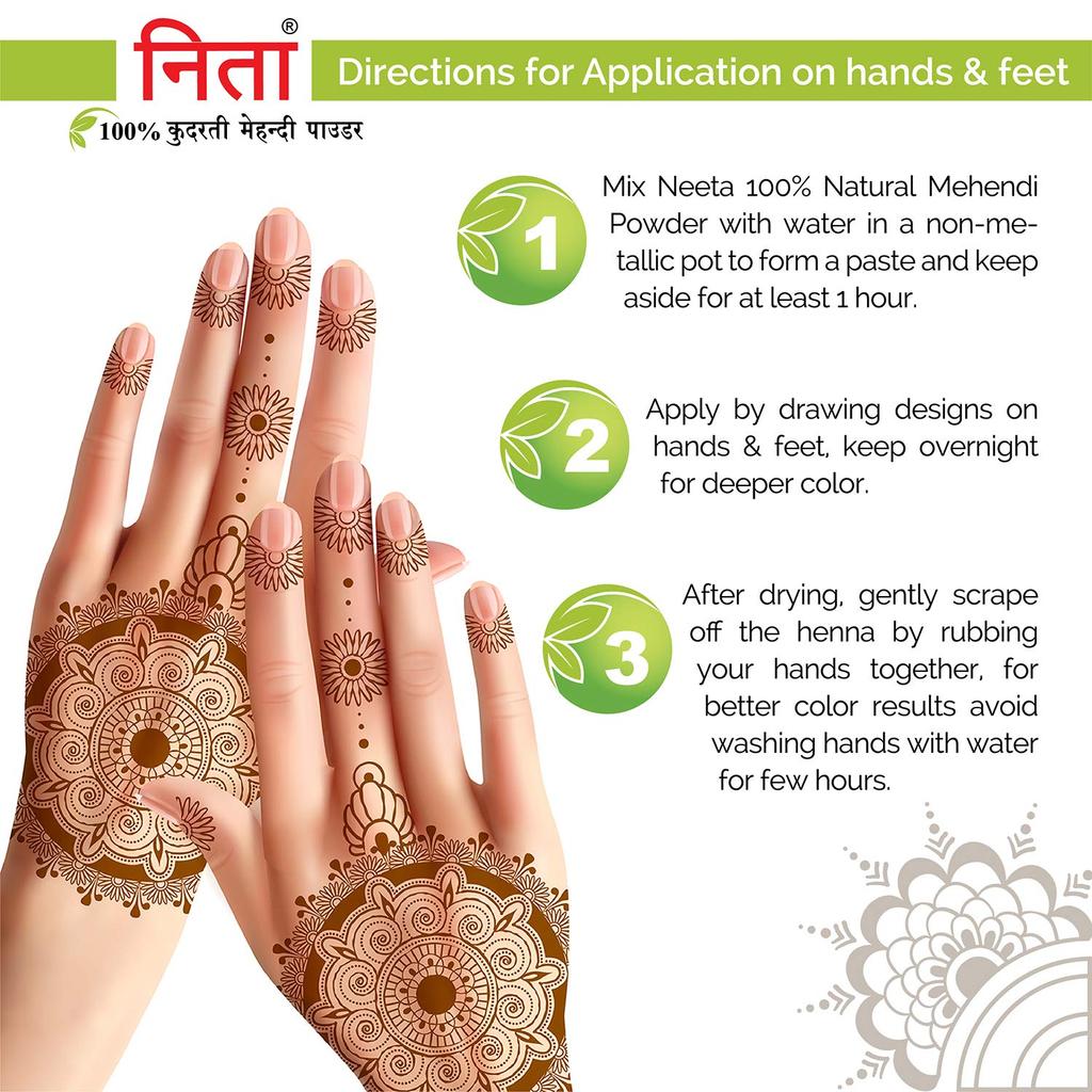 Neeta Natural Henna Powder 500 Gm Pack of 1 100% Pure Chemical-Free Hair, Hands & Feet Mehndi