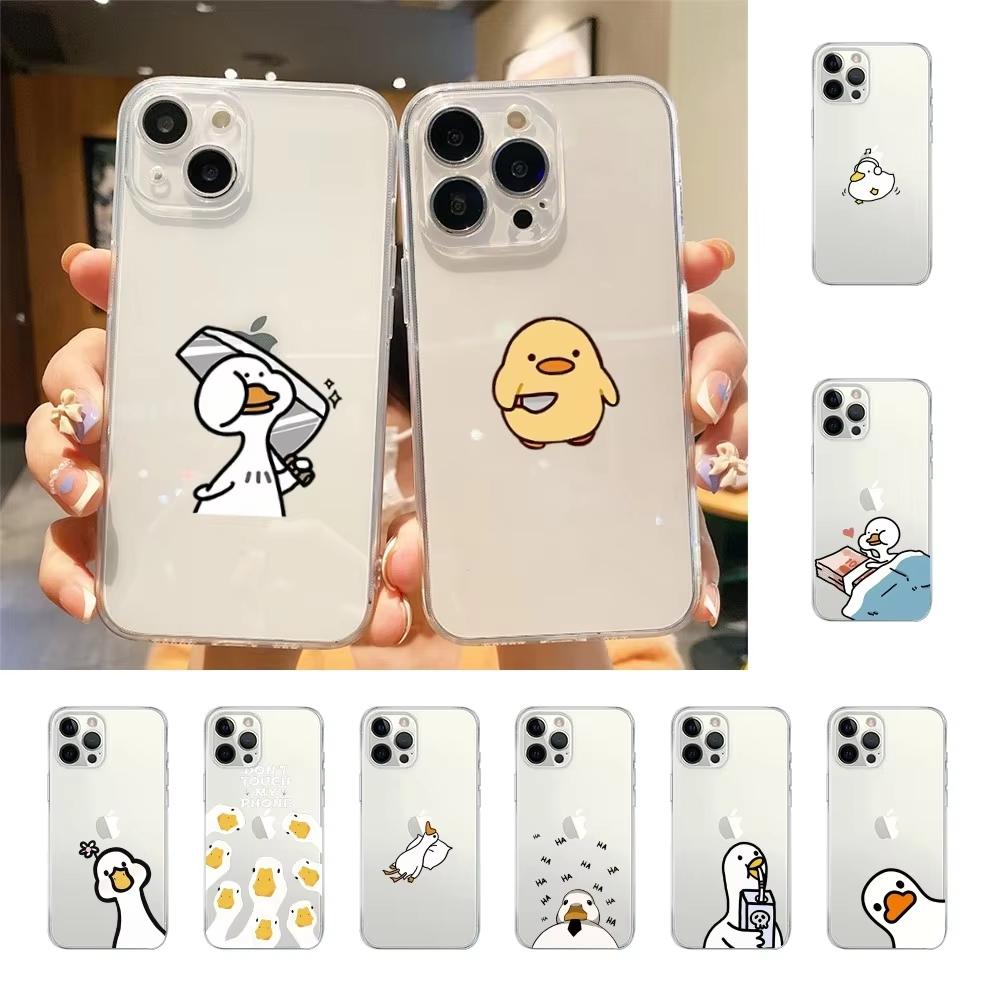 Transparent TPU Phone Case Funny Duck for Oppo Reno14 Reno13 Reno12 Reno11 Reno10 Reno8 Reno7 Reno6 Reno5 F Pro Plus 4G 5G