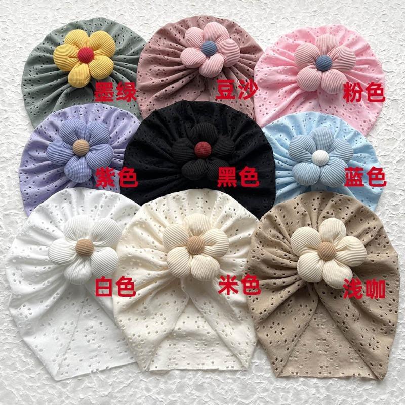 

New baby hat, cute and comfortable flower hollow children s hat, thin breathable baby tire hat