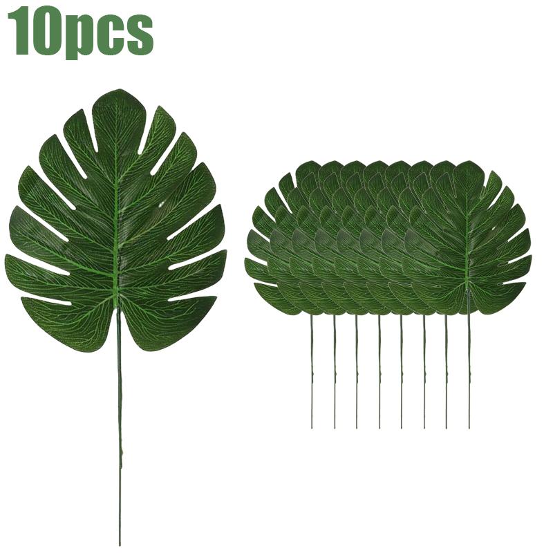 

Tropical Palm Leaves Artificial Tropical Monstera Green Turtle Leaf Fake Plant for Hawaiian Wedding Birthday Party Home Decor