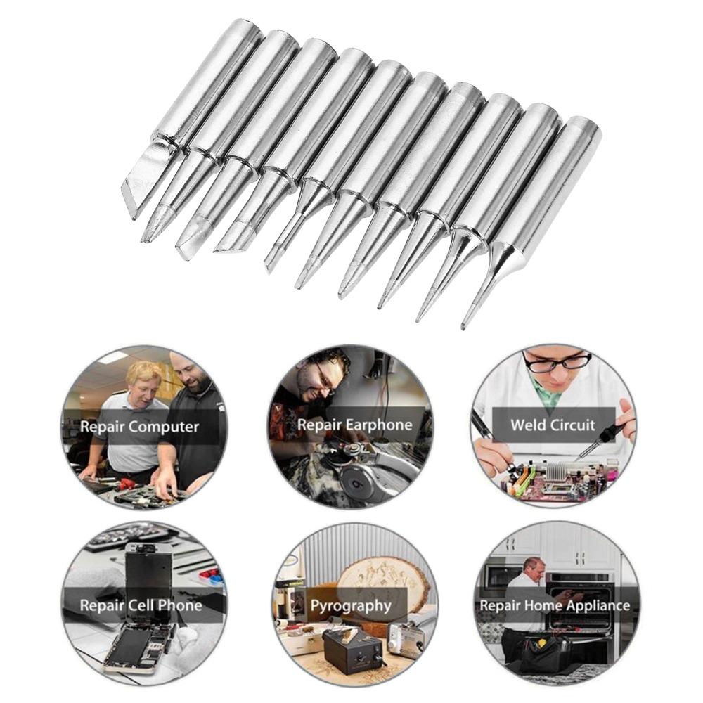10PCS Silver Soldering Iron Tips 900M-T Series Lead-free Solder Tips For Electronics Repair