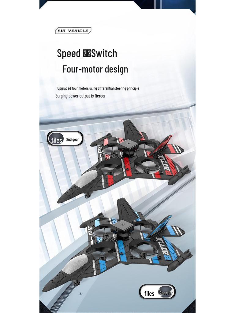 Remote Control Foam Fighter Drone with Lights & Camera - Crash-Resistant, Obstacle Avoidance Airplane Toy for Kids.