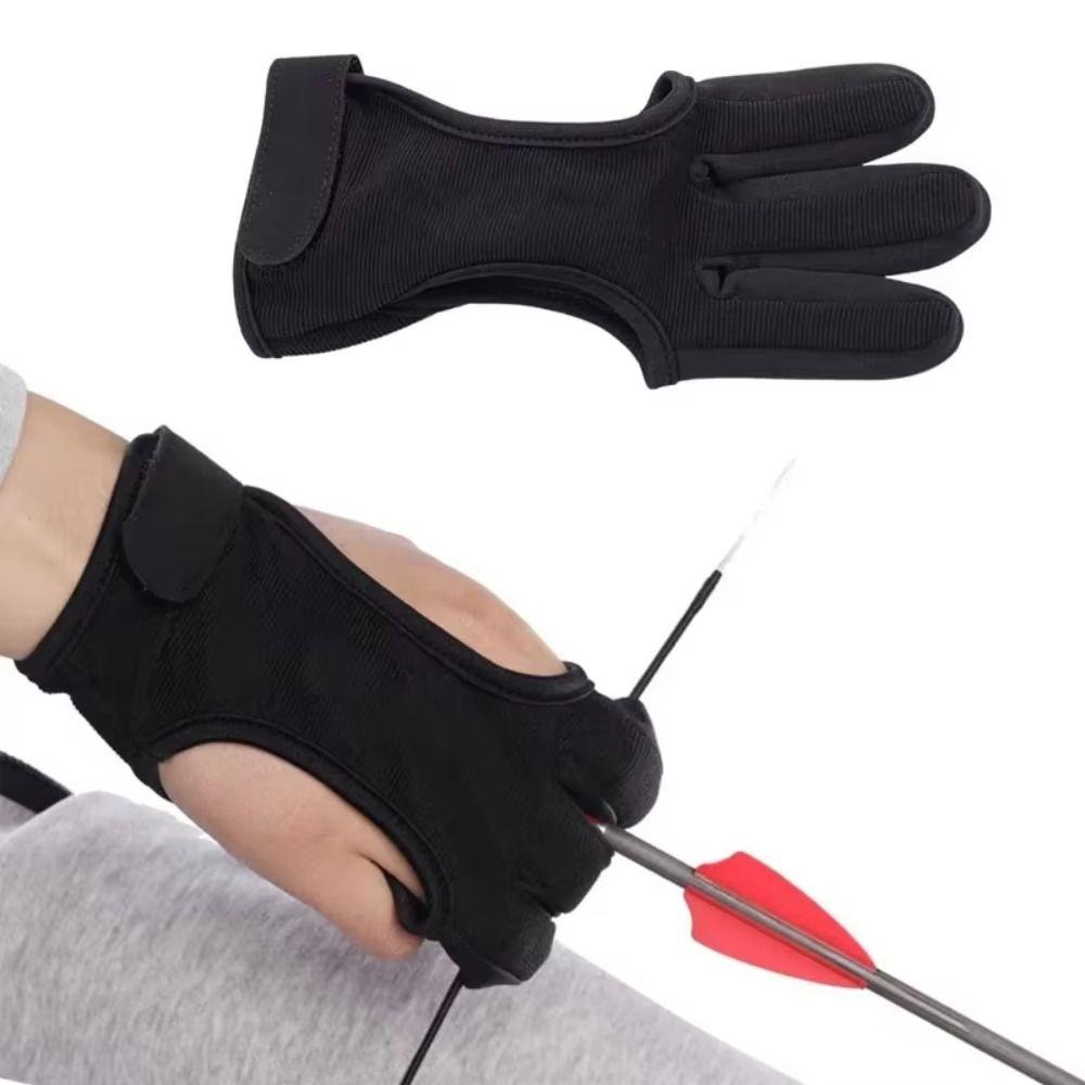 Non-Slip Recurve Bow Gloves Leather Fingertip Shooting Hand Guard  Teenagers Use