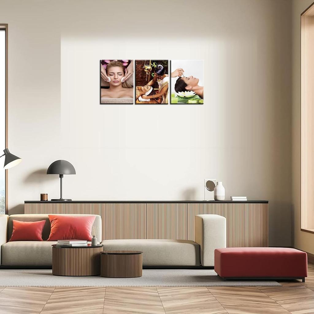 Facial Spa Massage Wall Art Skin Care Wall Decor Relaxing Spa Picture Canvas Prints Bathroom Poster Painting Framed Beauty Salon Home Living Room