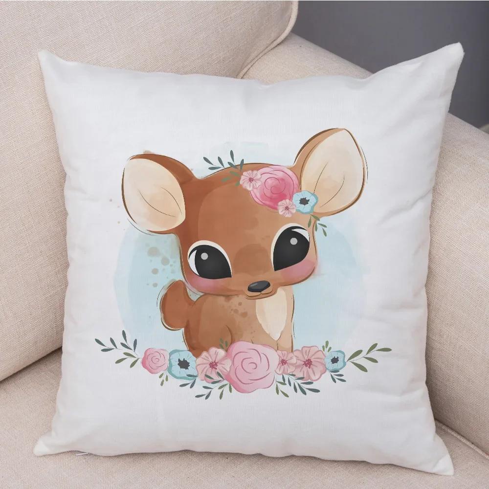 Super Soft Plush Cute Cartoon Giraffe Eleghant Lion Pillow Case Nordic Kids Room Decor Lovely Animal Cushion Cover for Sofa Home