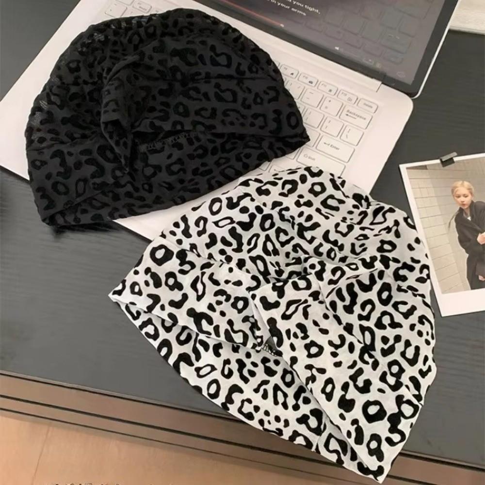 Stacking Pullover Hats Vintage Leopard Beanies Cap Trendy Y2k Baggy Cap  Women