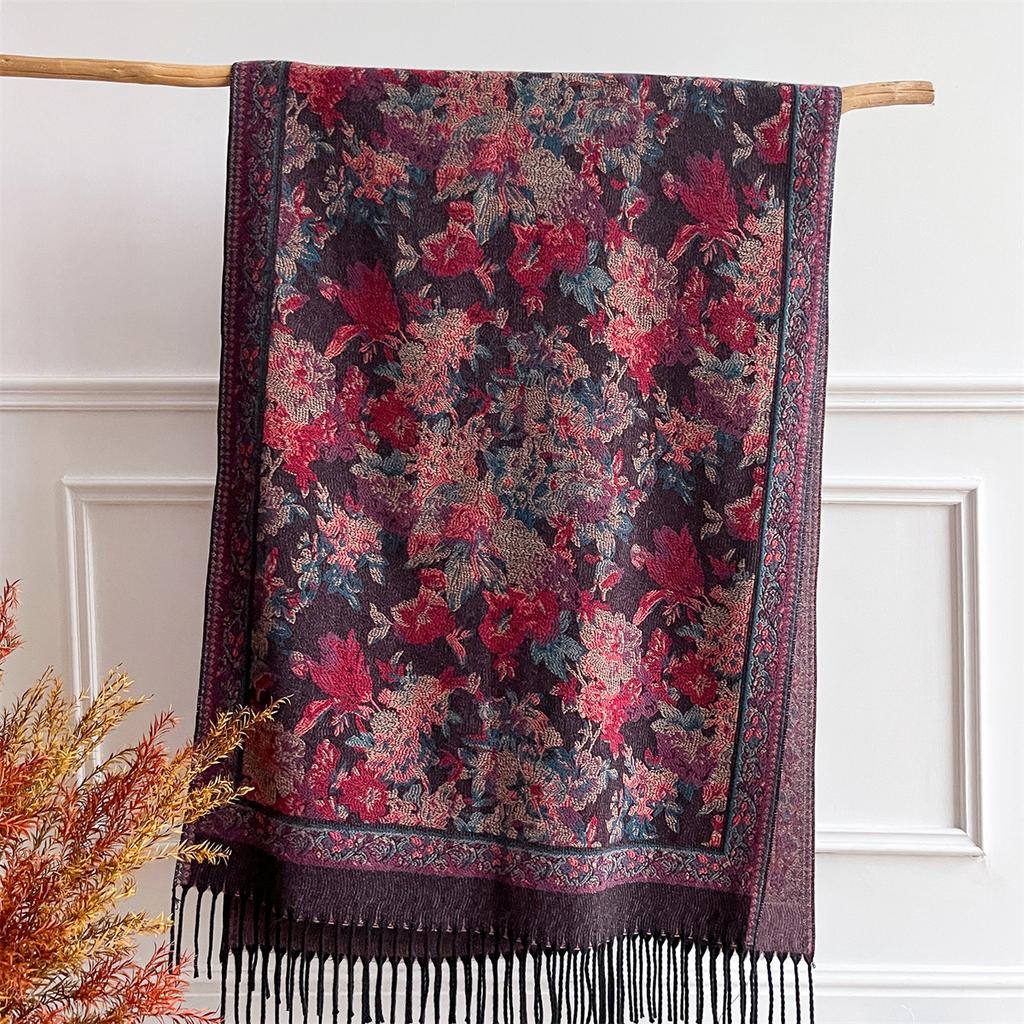 68*180Cm Winter Warm Women Scarf Ethnic Style Blanket Thick Pashmina Jacquard  Shawl Wrap Cashmere Neckerchief Poncho Stoles