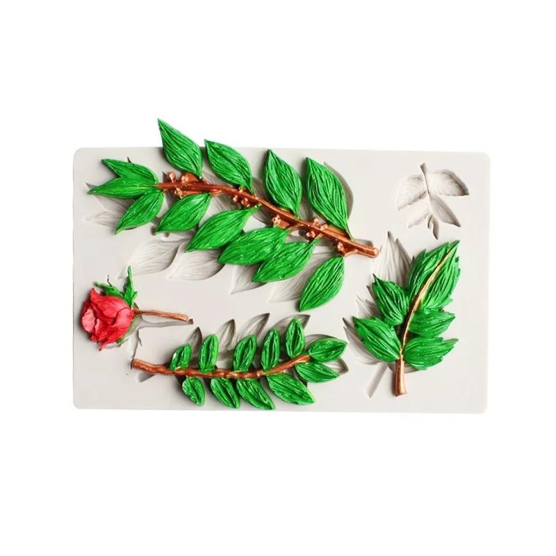 3D Long Leaves Shape Silicone Mold Fondant Chocolate Biscuits DIY Kitchen Baking Cake Decoration Tool Handmade Soap Mold