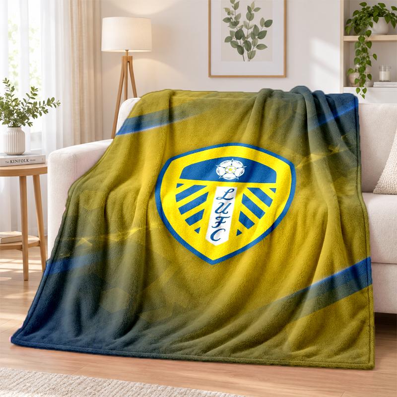 Leeds United Printed Flannel Blanket Warm Comfort Bed Throw For Indoor Home Decoration