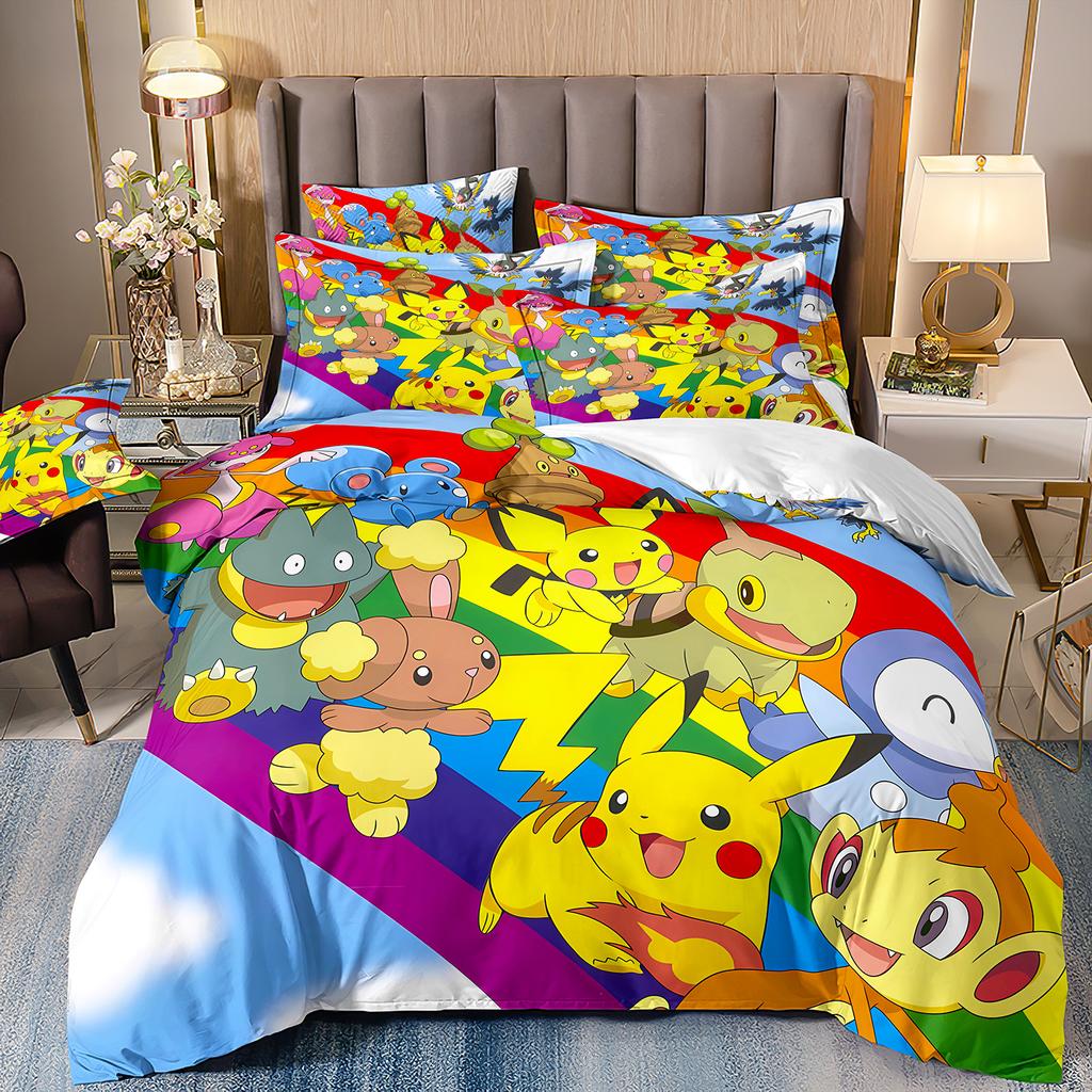 Cette Anime Pokemon Collections de Linge de LitPikachu Housse de Couette Collection EnfantsDécoration de ChambreAvec Taie d'OreillerPlusieurs Tailles