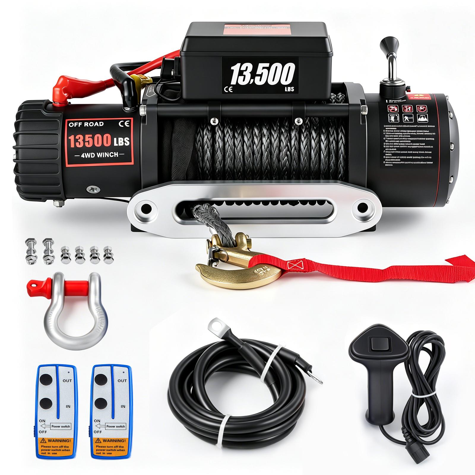 SIHAO 13500LBS 12V Electric Winch, Synthetic