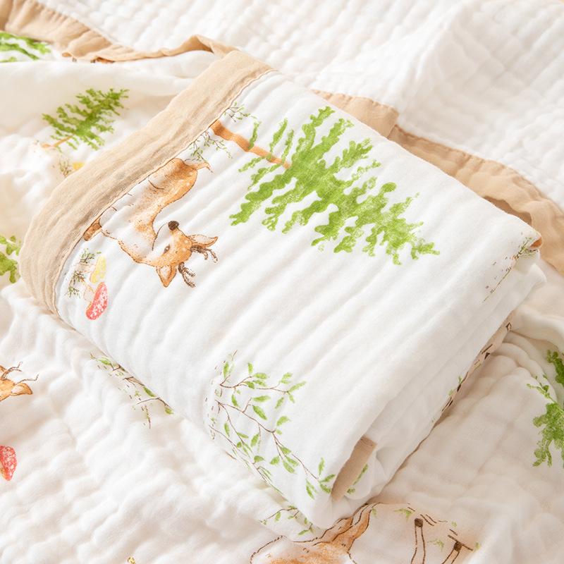 Baby Cotton Gauze Bath Towel Six-Layer High-Density Seersucker Children'S Quilt Baby Children'S Bath Towel Lunch Break Small Bag Towel