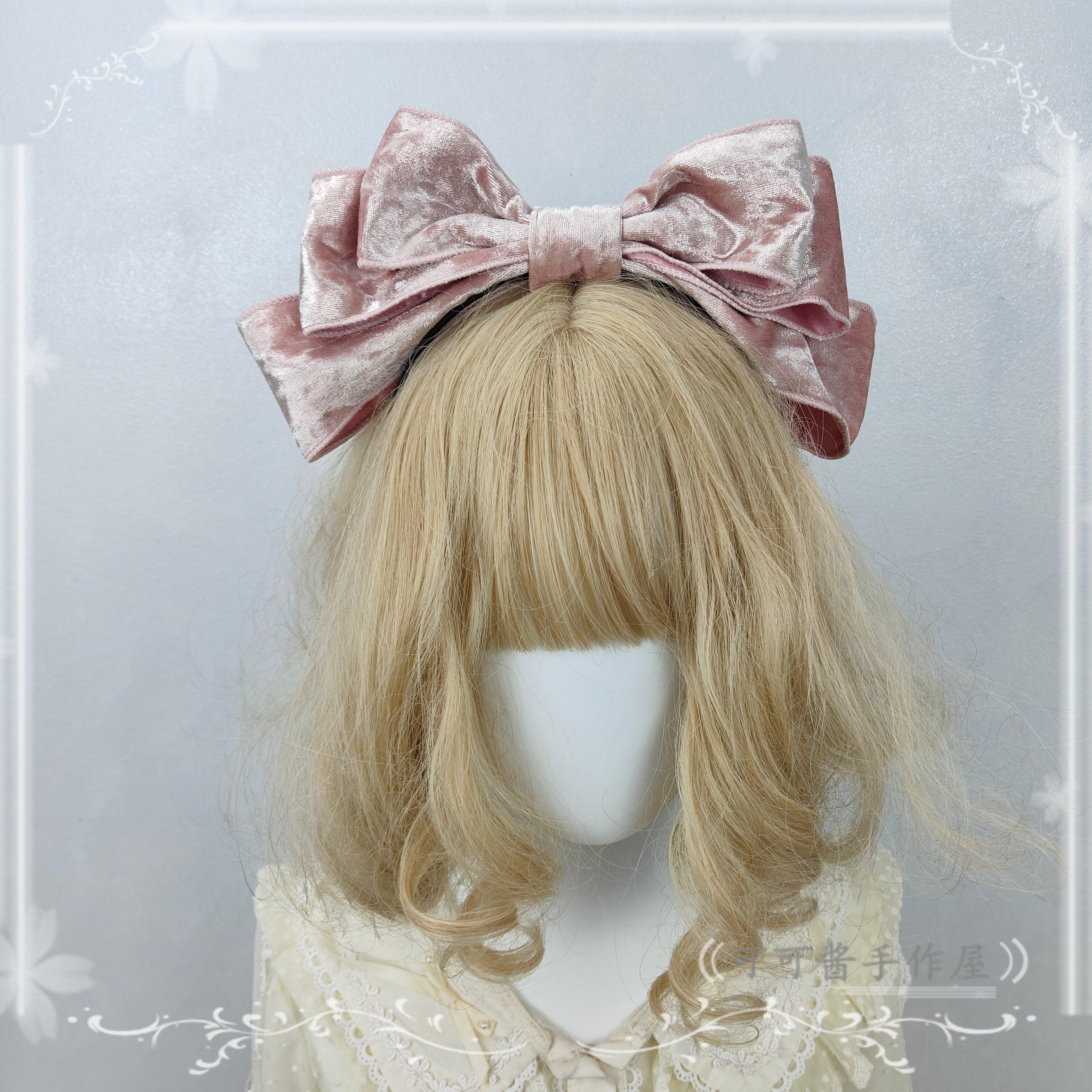 Daily Velvet Bow Headband KC Simple Versatile Lolita Retro French Styling Headband Hair Accessories for Women розовый