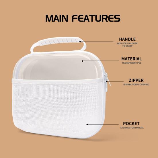 Transparente wasserdichte Kulturtasche Hartschalen-Aufbewahrungskoffer mit Netztasche Reise-Organizer mit Griff Trocken-Nass-Trennung