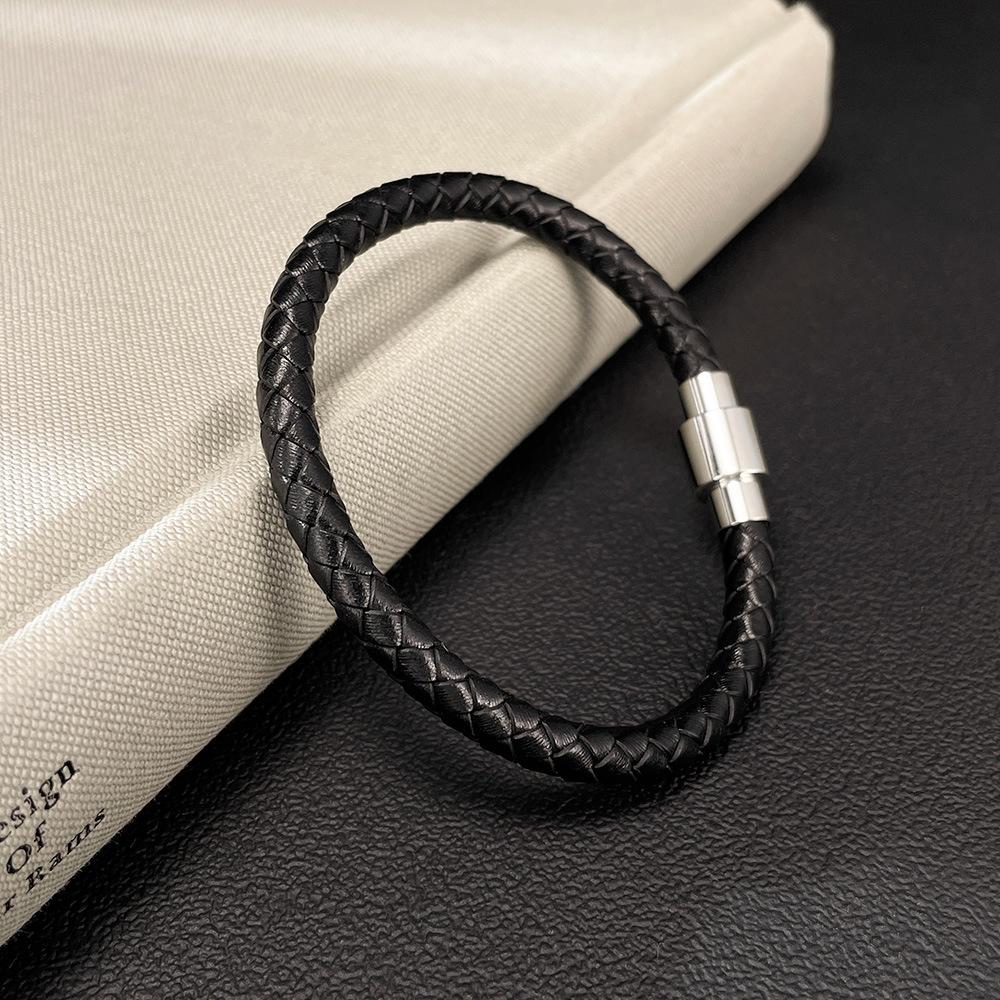 Minority Bracelet Minimalist Black Woven Leather Rope Bracelets Non Tarnish Stainless Steel Mexico Jewelry ALN25122945