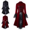 Women's Victorian Style Long Sleeve Coat Dress With Turn-down Collar And Button Opening Front