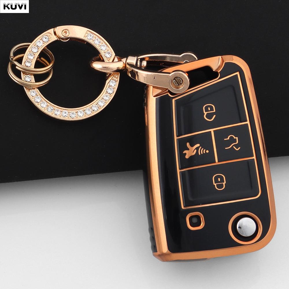 Tpu 3 4 Buttons Car Flip Key Case Cover For Vw Volkswagen Golf 7 Mk7 Tiguan Mk2 For Seat Ateca Leon Fr 2 Ibiza For Skoda Octavia