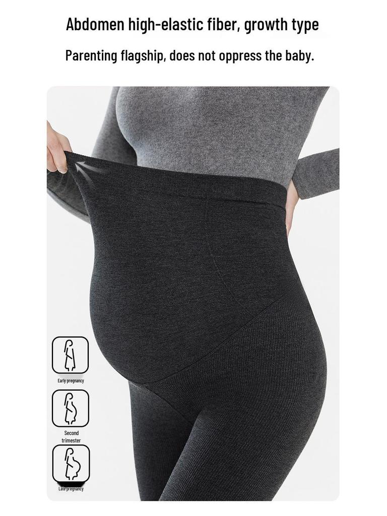 2025 New Plus Size Fleece Lined Maternity Tights - Comfortable Abdomen Support for Autumn/Winter