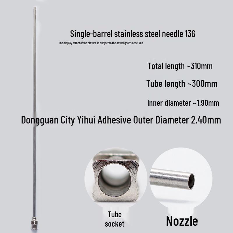 Stainless Steel 310mm Flat Tip Glue Dispensing Syringe with Sharp Needle