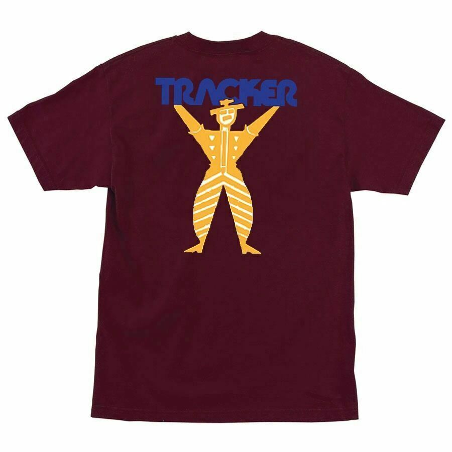 Tracker Trucks TRACKERMAN LOGO Skateboard T Shirt MAROON Unisex T-Shirt L