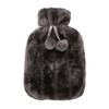 Pompom Drawstring Hot Water Bag 2L Bottle with Plush Cover, Lightweight Bag, Winter Warm for Hands, Feet, Stomach Cold Compress Pouch