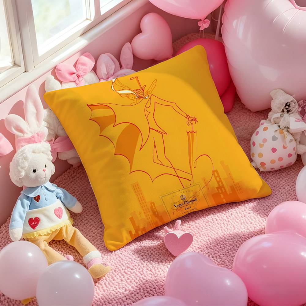 Luxury Fashion V-Veuve C-Clicquot Pillow Case Comfort Sofa Bed Silky Elegant Invisible Zipper Custom Decorative Cushion Cover