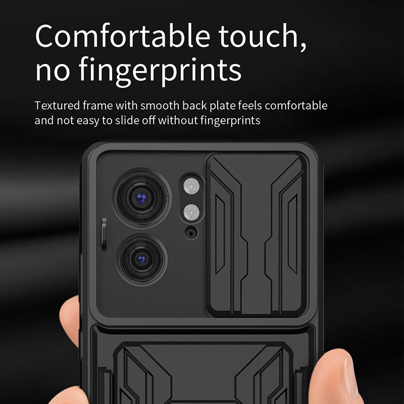 For Motorola Edge 40 5G Card Holder PC+TPU Phone Case Slide Lens Protection Kickstand Cover