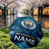 Custom Name Personalized Manchester City Print Umbrella, Auto Open Close, 8‑Rib Sturdy Frame, Commute Camping Hiking Use, Birthday Gift