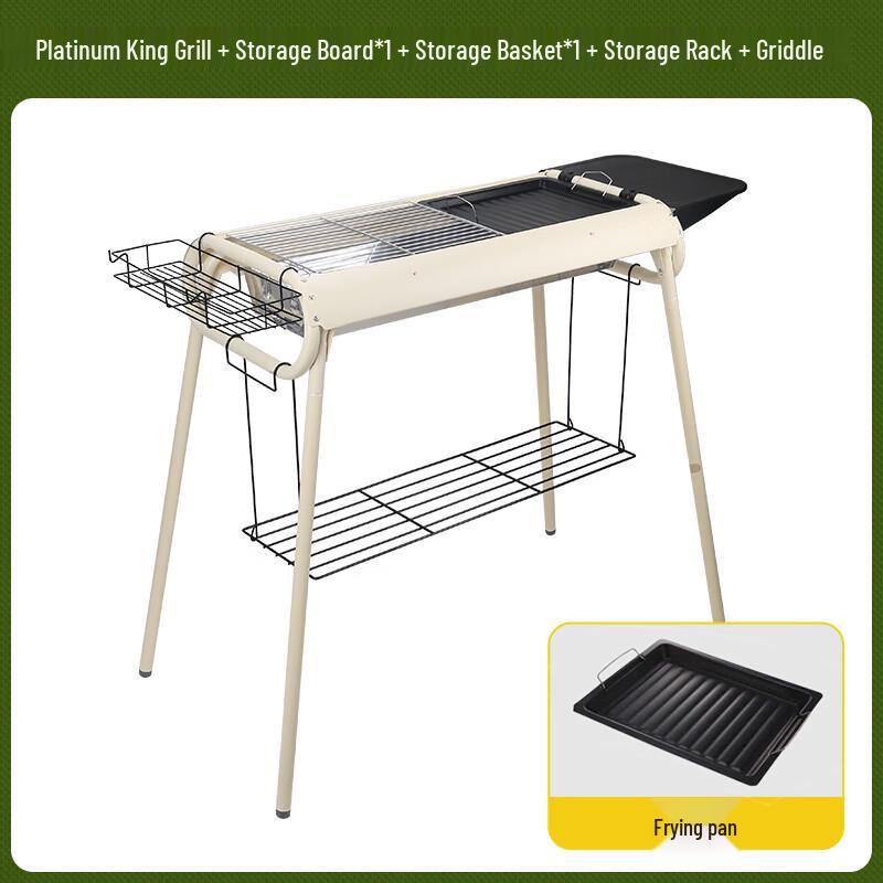 Outdoor BBQ Grill with Storage Rack and Griddle