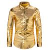 Mens Sequin Long Sleeve Shirt Party Nightclub Dance T-Shirt Shiny Button Tops