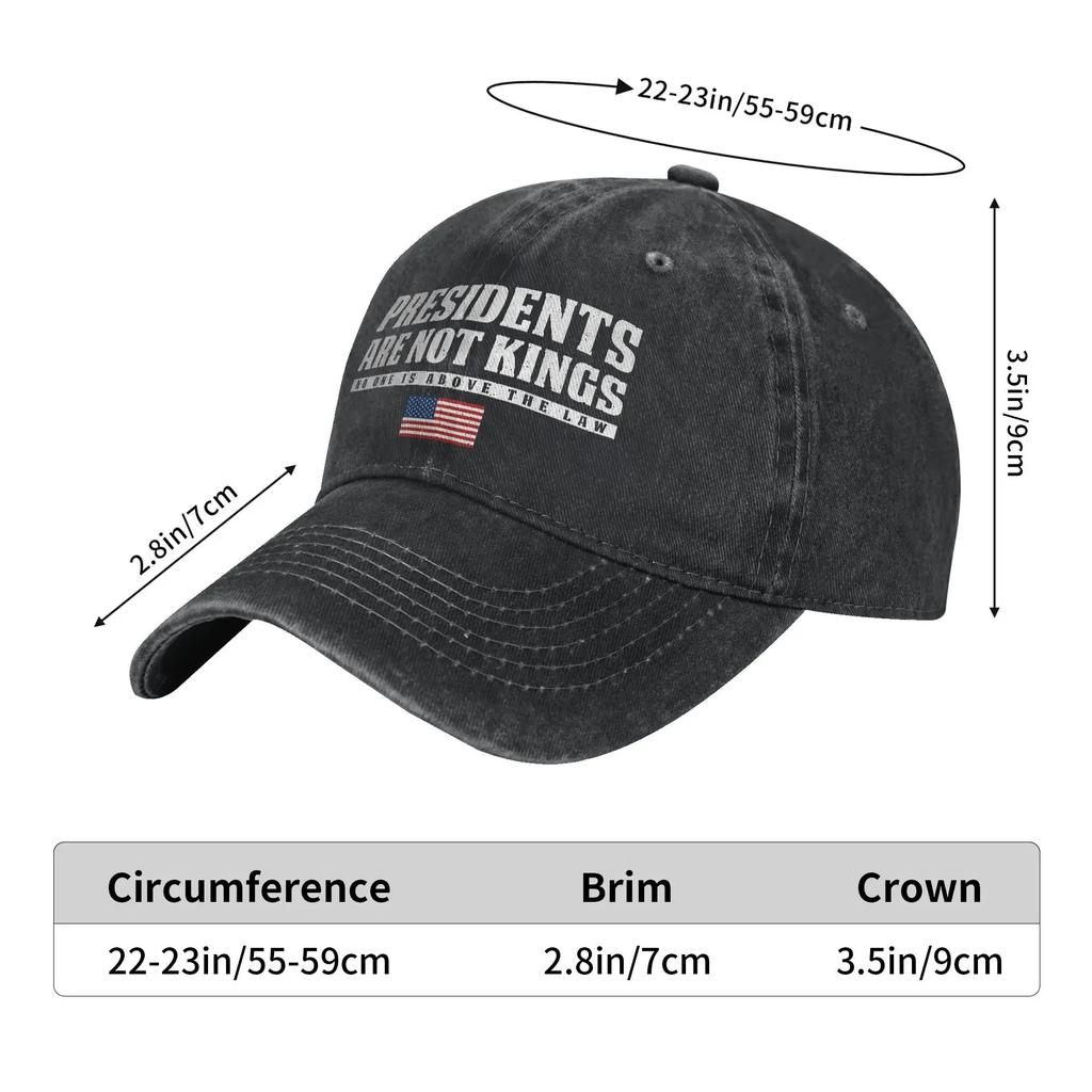 Presidents Are Not Kings USA Flag Unisex Baseball Cap No Kings In America Distressed Denim Washed Hats Cap Outdoor Soft Headwear