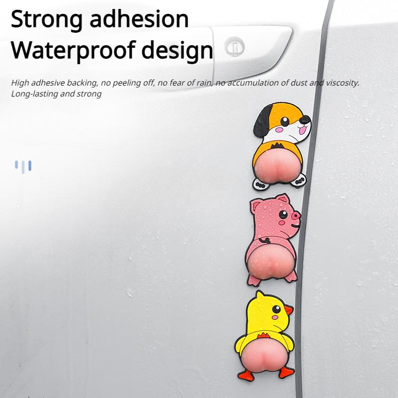 Creative Butt Car Stickers Anti-collision Rubber Anti-cuts Body Door 3D Peach Butt Funny Stickers Decoration Car Accessories