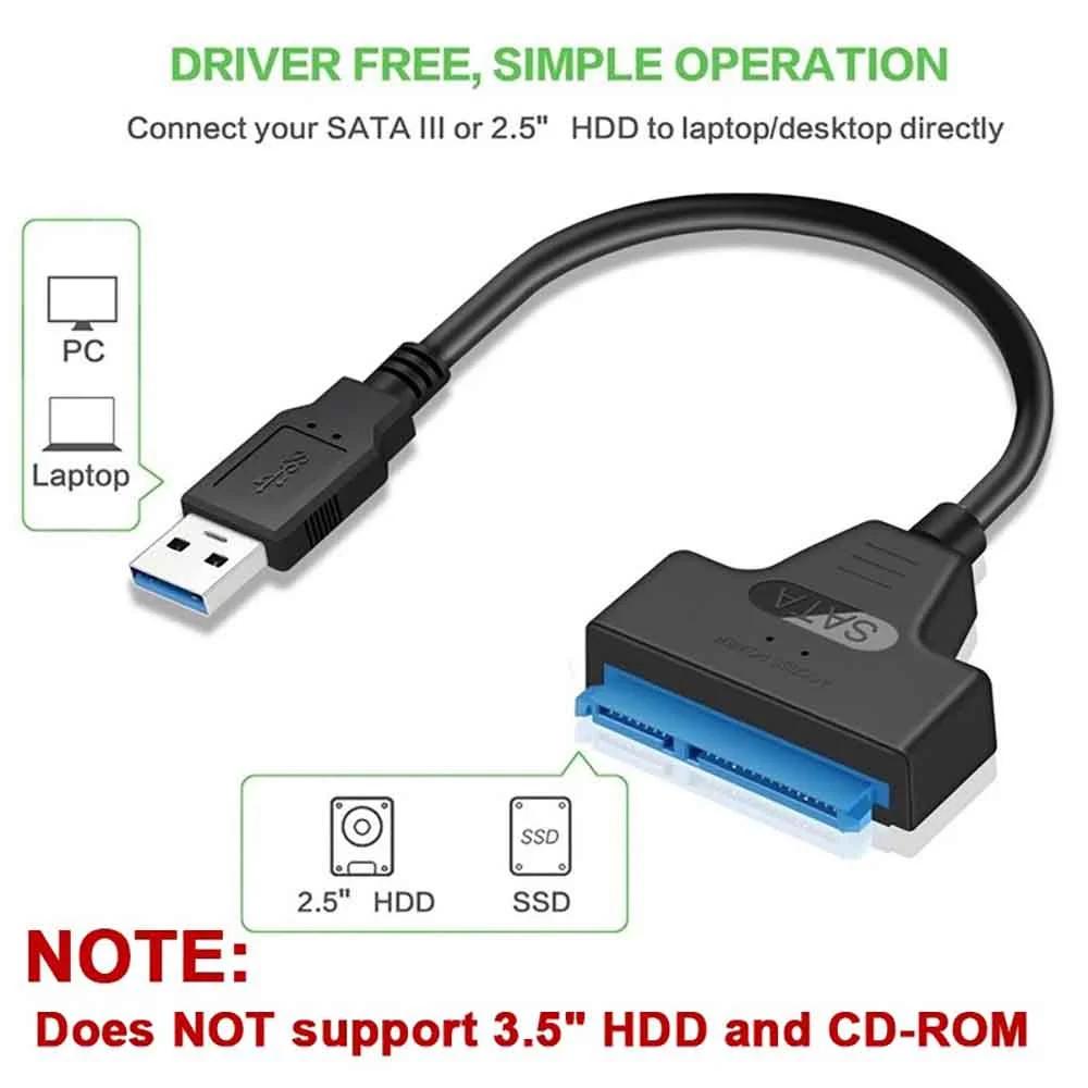 USB 3.0 SATA Cable Adapter Up to 6 Gbps Extension Computer Cables Connectors Support 2.5 Inches External Ssd Hdd Hard Drive USB