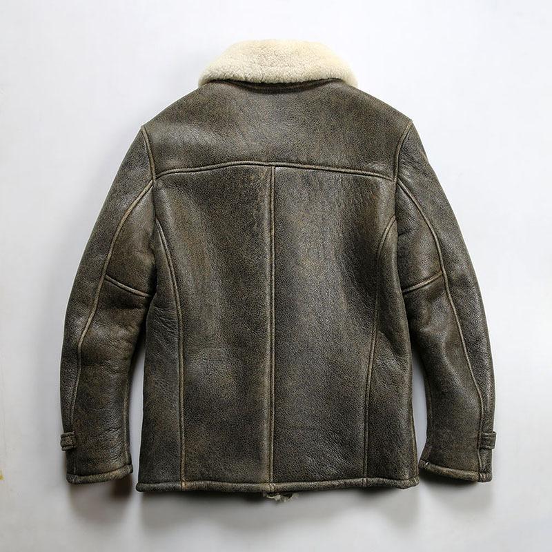 Casual Large Button Lapel Sheepskin Fur Integrated Leather Jacket Men's Push Crack Fur Jacket