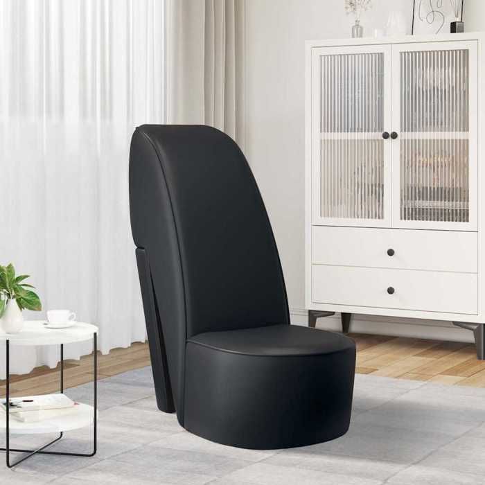 Sedia a forma di scarpa con tacco alto - Casa Esclusiva - Nera - Imbottita ecopelle - 43x82,5x85,5 cm