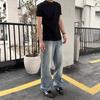 American retro lightning pattern micro-pull jeans men's unknwn nhappy straight loose wide-leg pants