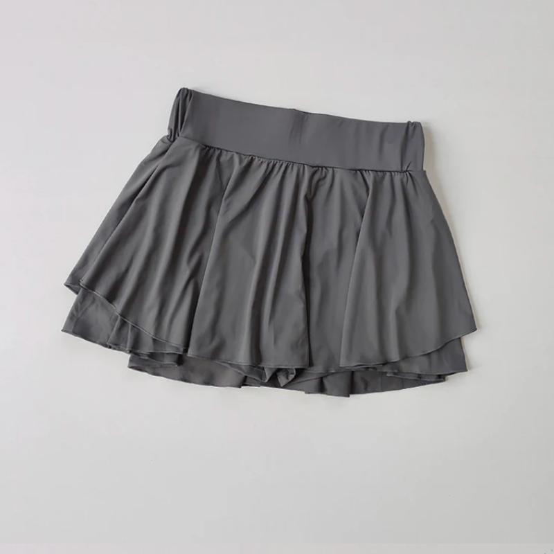 

Спортивная юбка, искусственная двухсекционная юбка для бега, женская летняя быстросохнущая элегантная бедра, светонепроницаемая дышащая юбка для тенниса, йоги, брюки S серый