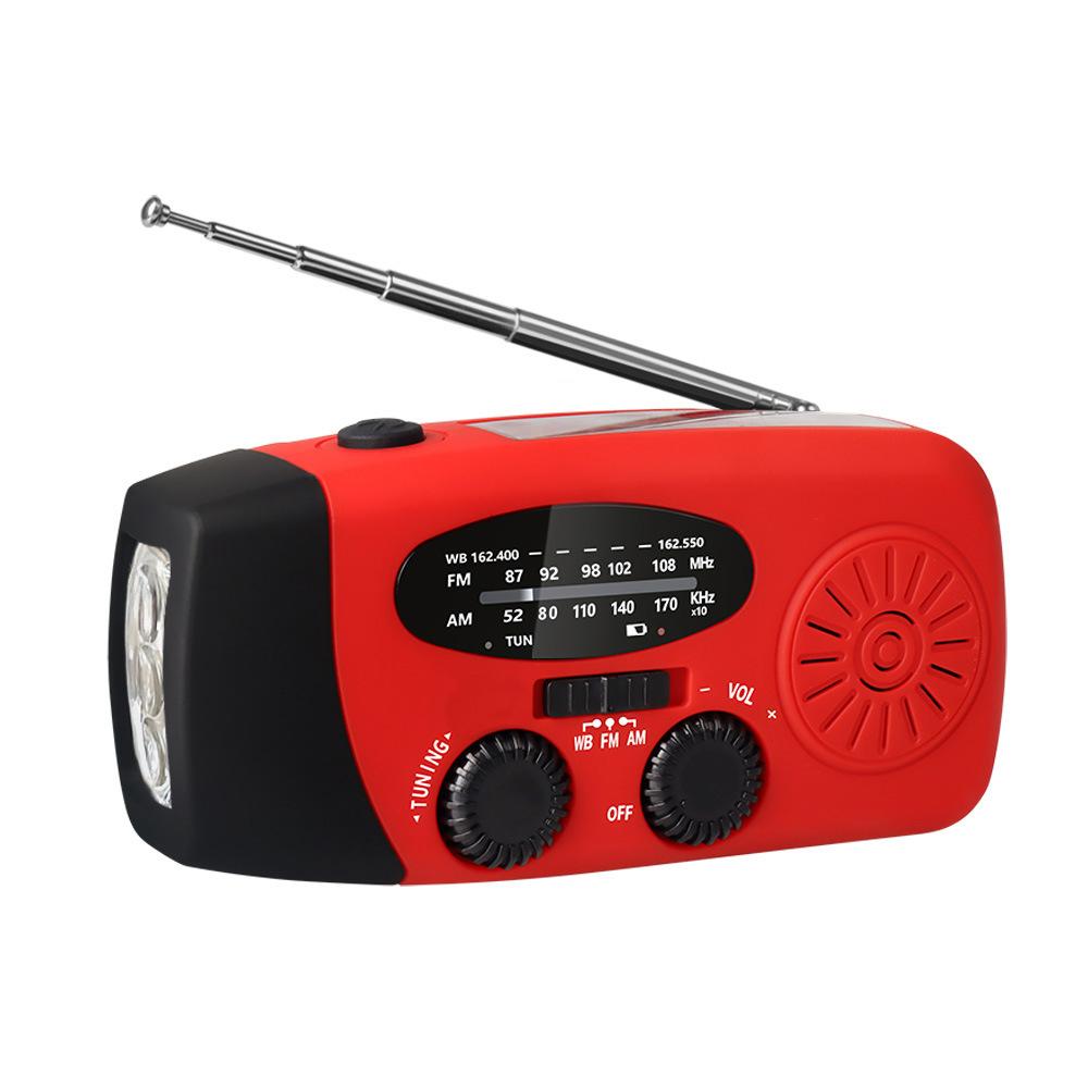 For Emergency Camping Outdoor Hand Crank NOAA Weather Radio AM/FM 2000mAh Power Bank LED Flashlight Solar USB Charged Waterproof
