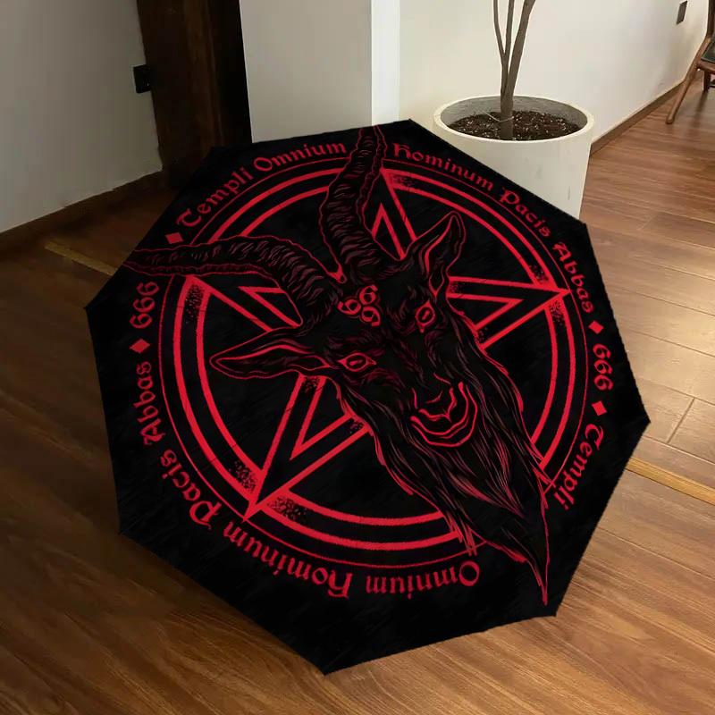 1pc Baphomet Symbol Satanic Art Umbrella with Plastic Handle,Suitable for All Seasons Home Travel Outdoor UmbrellaDD1274