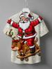 [Print Design - Not Textured] Christmas Men'S Short Sleeve Hawaiian Shirt Top Comfortable Breathable Fabric Lapel Santa Claus Digital Print 3D Fashion