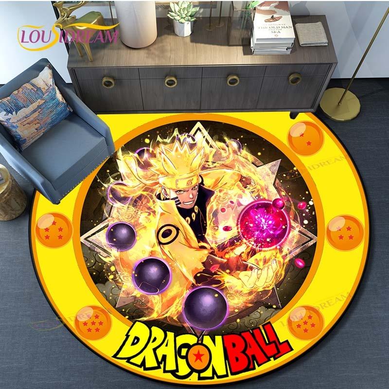 Dragon Ball Goku Pattern Round Carpet for Living Room Rugs Bedroom Mat Kitchen Carpet Doormat Non-Slip Children Flannel Carpet